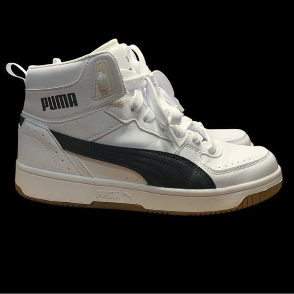 Puma Rebound Joy Mid-Top Sneakers - White/Black - Youth 6C - Picture 1 of 6